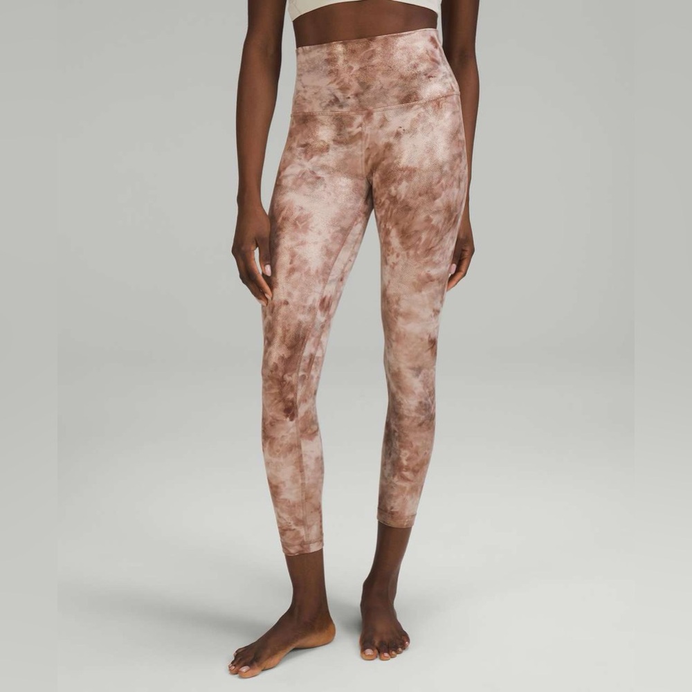 Lululemon Align HR Shine 25” Diamond Dye Misty Shell Cacao Diffuse Dot Foil NEW